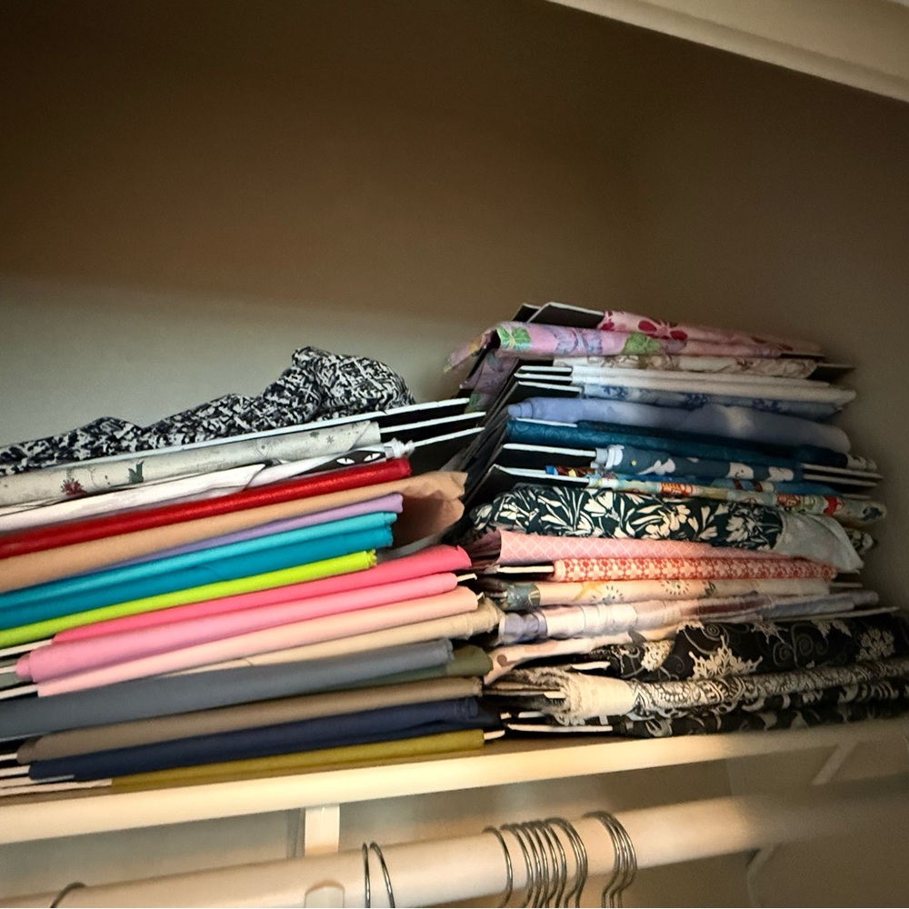 Huge fabric lot in smaller organized cuts